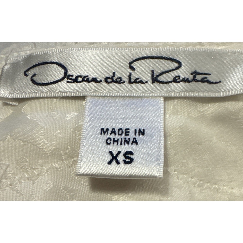 Oscar De La Renta Satin V-Neck Nightgown Lace Trim Long Ivory‎ Sleepwear XS - Picture 2 of 5